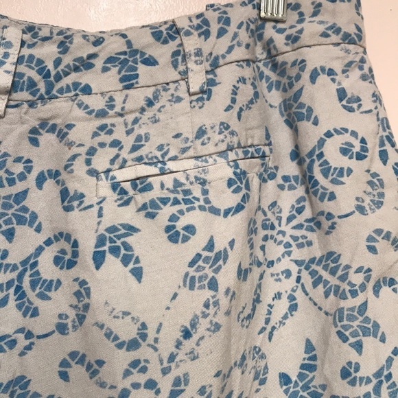SANDRO linen blend high waist blue floral mosaic print shorts 10 - Picture 5 of 10